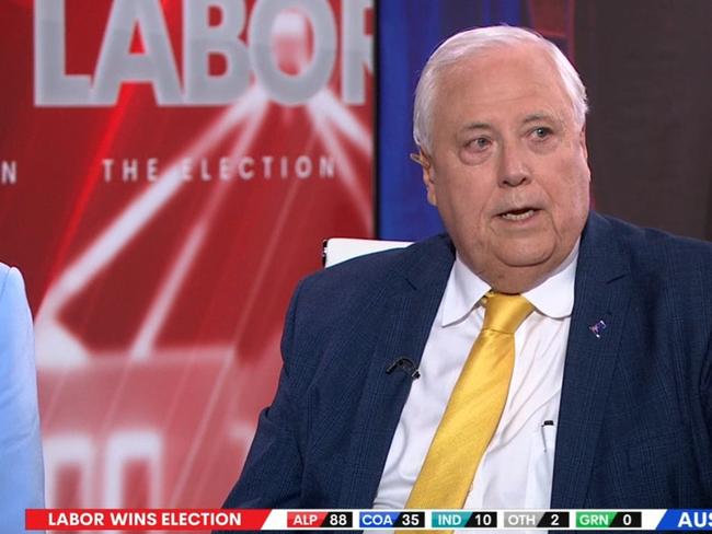 3 May 2025: Clive Palmer on Channel 7's 2025 federal election coverage. Picture: Seven News