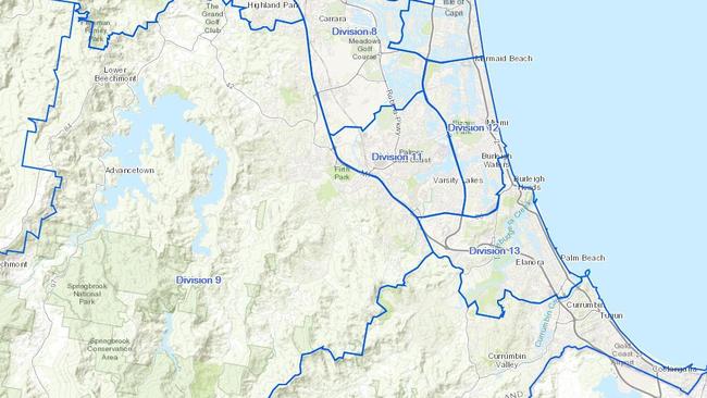 Gold Coast City Council boundaries.