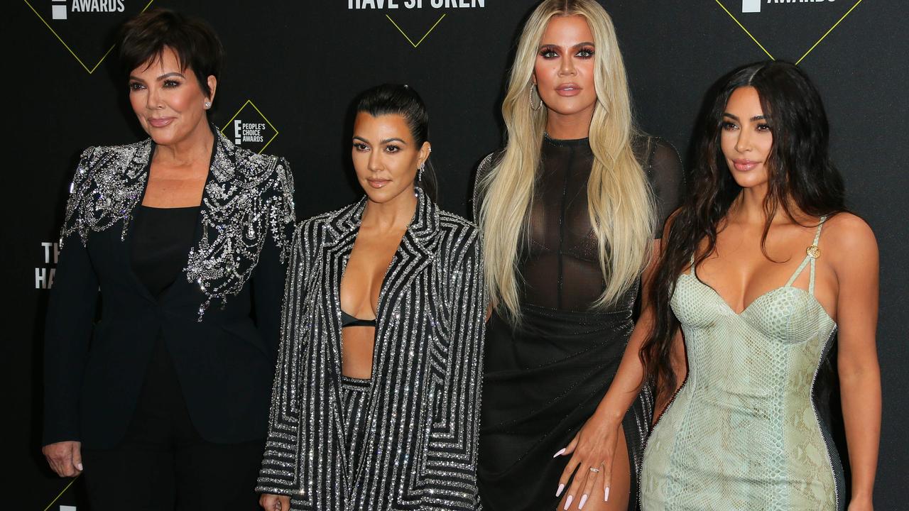 Kris Jenner, Kourtney Kardashian, Khloe Kardashian and Kim Kardashian at the E! People’s Choice Awards last year. Picture: Jean-Baptiste Lacroix/AFP