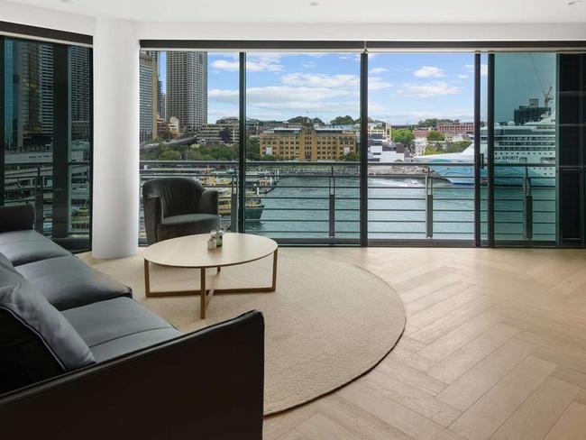 The view from Reynold’s apartment in Circular Quay.