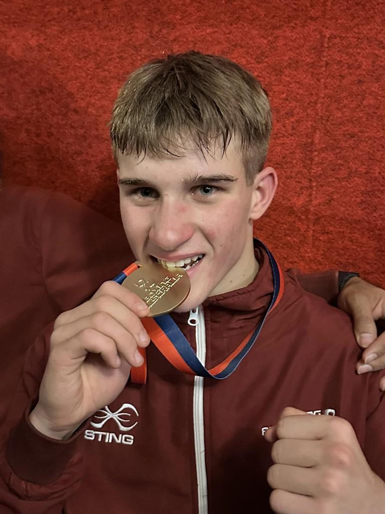 Dalby boy, 15-year-old Judd Alderton came home victorious after competing at the 2023 Australian Schools Boxing Championships, nabbing the gold medal. Picture: contributed