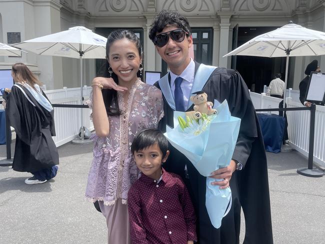 Abi Wiyasa graduates with a Master of Management at the 2024 University of Melbourne graduations. Picture: Himangi Singh