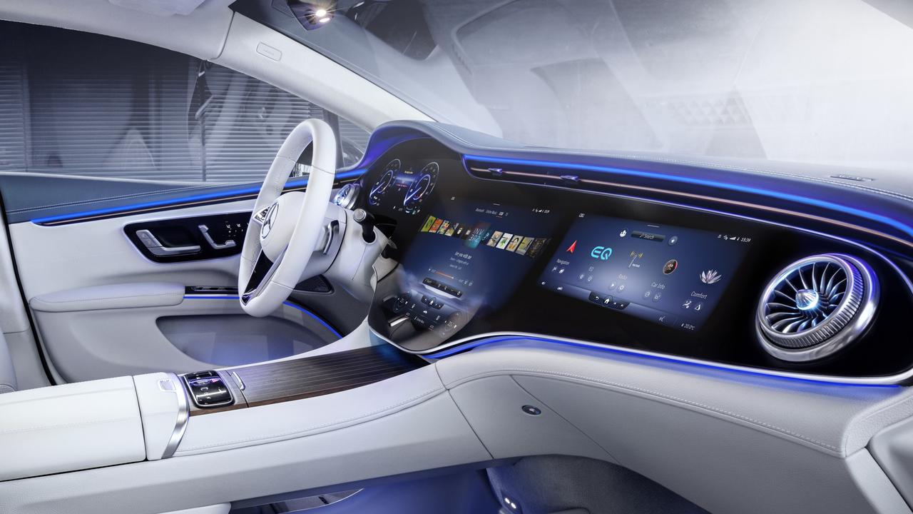 Benz’s new ‘Hyperscreen’ runs the entire length of the dash.