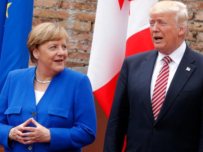 German Chancellor Angela Merkel with US President Donald Trump at the G7 Summit in Italy last week. Picture: AP/Philippe Wojazer