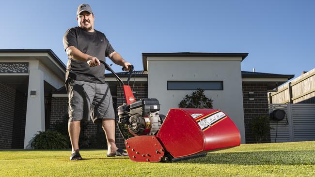 Lawn lord Elliot Faulks with his front yard lawn, Sunday, May 19, 2024. Picture: Kevin Farmer