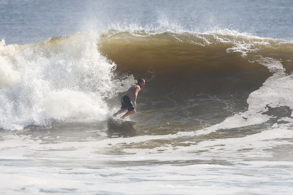 The moves were bigger and the tubes getting longer as the swell from an ex-cyclone sends massive waves onto the Sunshine Coast point breaks. Picture: Nicholas Falconer