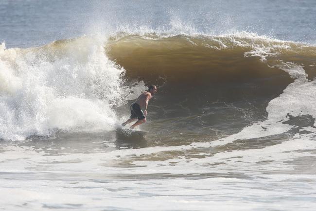 The moves were bigger and the tubes getting longer as the swell from an ex-cyclone sends massive waves onto the Sunshine Coast point breaks. Picture: Nicholas Falconer