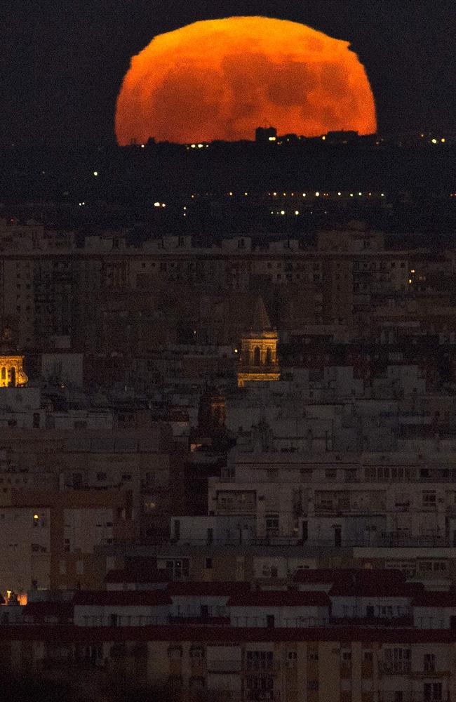 A supermoon rises over Sevilla in Spain on November 14, 2016. Picture: AFP PHOTO / CRISTINA QUICLER