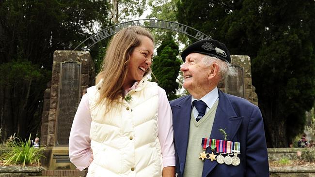 Bill Skinner, 93, with his daughter Sophie Wade at Turramurra today. Picture: DAVE SWIFT