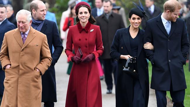 the rift between the brothers was visible when the family arrived for their annual Christmas Day service in 2018. Picture: AFP.