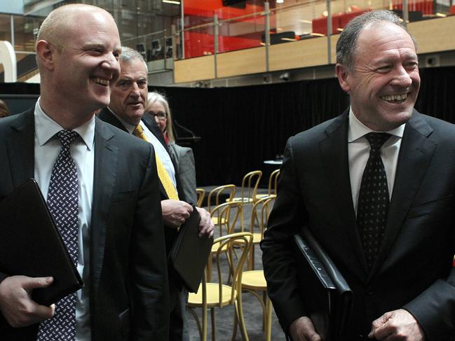 Former Commonwealth Bank CEOs Ian Narev and Ralph Norris.