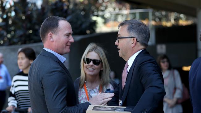 BHP chair Ken MacKenzie and Matthew Grounds at the Sohn Hearts and Minds Investment Conference in 2018. Picture: David Geraghty