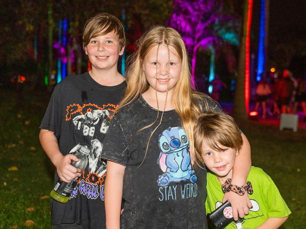 Dean, Ashleigh and Aiden Bethel at Daly Bay Illuminate Queens Park Goldsmith Street, East Mackay Thursday 5 October 2023 Picture:Michaela Harlow