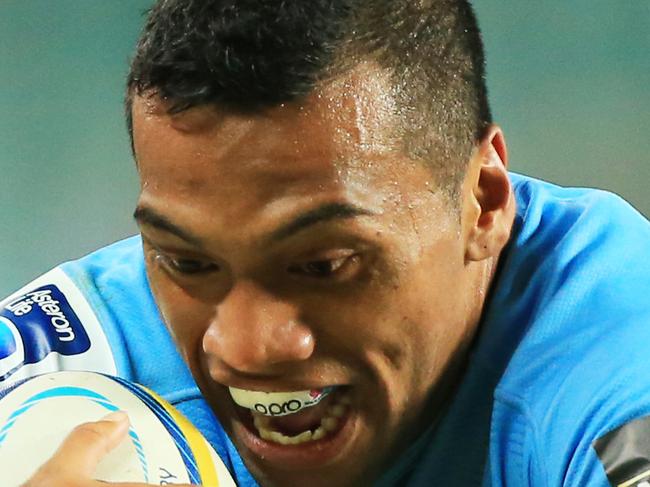 Alofa Alofa scores for the Waratahs during the NSW Waratahs v Melbourne Rebels Super Rugby game at Allianz Stadium, Moore Park, Sydney. pic Mark Evans