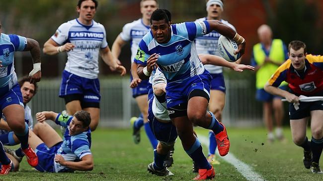 Taqele Naiyaravaro breaks away to score a try during his debut for Parramatta against Eas