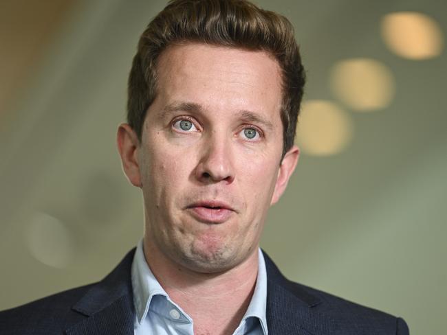 CANBERRA, Australia - NewsWire Photos - October 8, 2024: Greens MP Max Chandler-Mather holds a press conference at Parliament House in Canberra. Picture: NewsWire / Martin Ollman