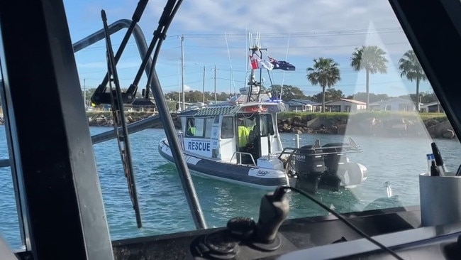 Marine Rescue NSW taking part in an extensive search for Luke Smith, who went overboard his small vessel on Saturday. Picture: Supplied