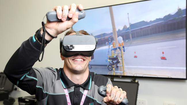 Telstra has gone virtual in hands-on training for its field workers. Picture: Sarah Reed