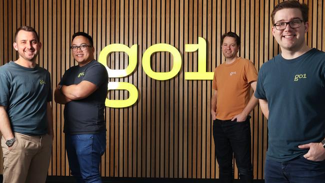 Go1 co-founders Chris Eigeland, Vu Tran, Chris Hood, and Andrew Barnes. Picture: Liam Kidston.