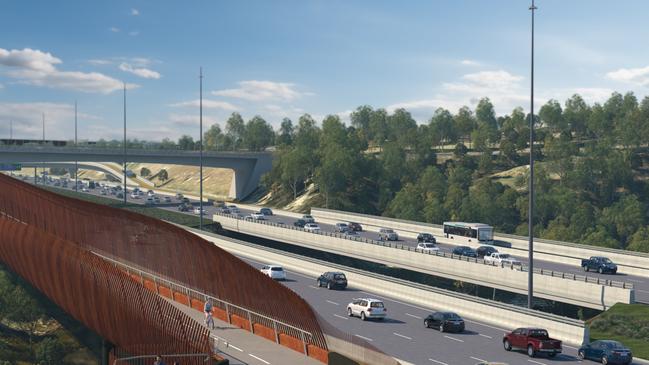 An artist’s impression of North East Link, which is set to displace nearly 100 businesses in Bulleen. Picture: Supplied.