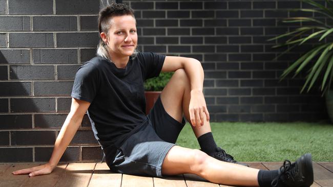 Melbourne’s Karen Paxman relaxes at home. Picture: Alex Coppel
