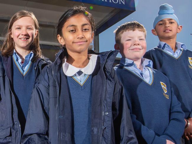 Tarneit P-9 has among the greatest school growth in the state adding 400% more students in five years.Grade 4 students (from left): Soha Saeed, Veera Panchal, Katerina Kolarik, Pooja Patel, Zac de Groot and Prabhdeep Sahdra (all 10 years old) at the school. Picture Jay Town