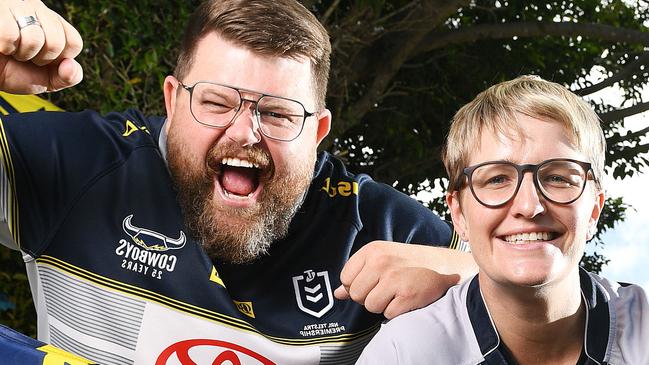 Triple M Breakfast's hosts Cliffo and Kate are pushing people to ditch their uniforms/work clothes this Friday and instead wear a Cowboy's jersey ahead of the semi final game. Picture: Shae Beplate.