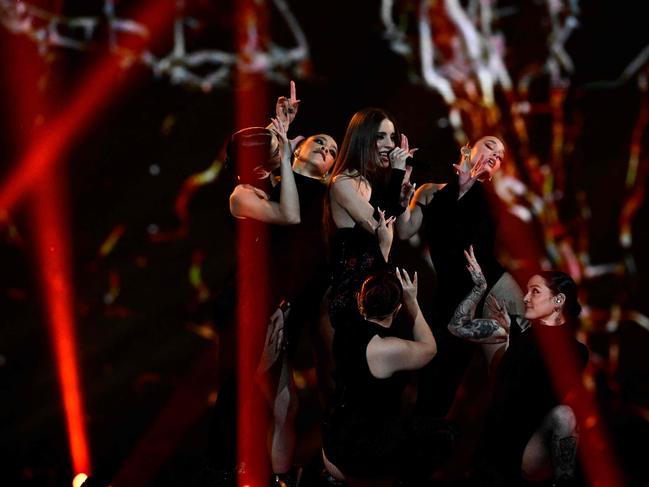 Italian singer Angelina Mango’s stage design was a hot mess. Picture: AFP