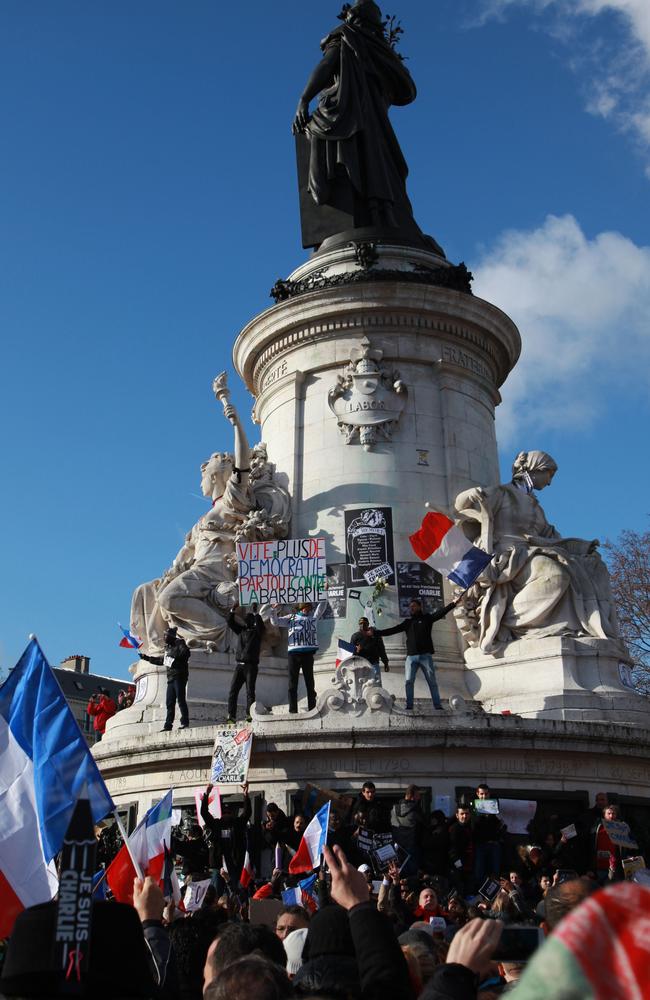 Unity ... people gather to take part in a Unity rally “Marche Republicaine” in Paris. Picture: AFP/Loic Venance