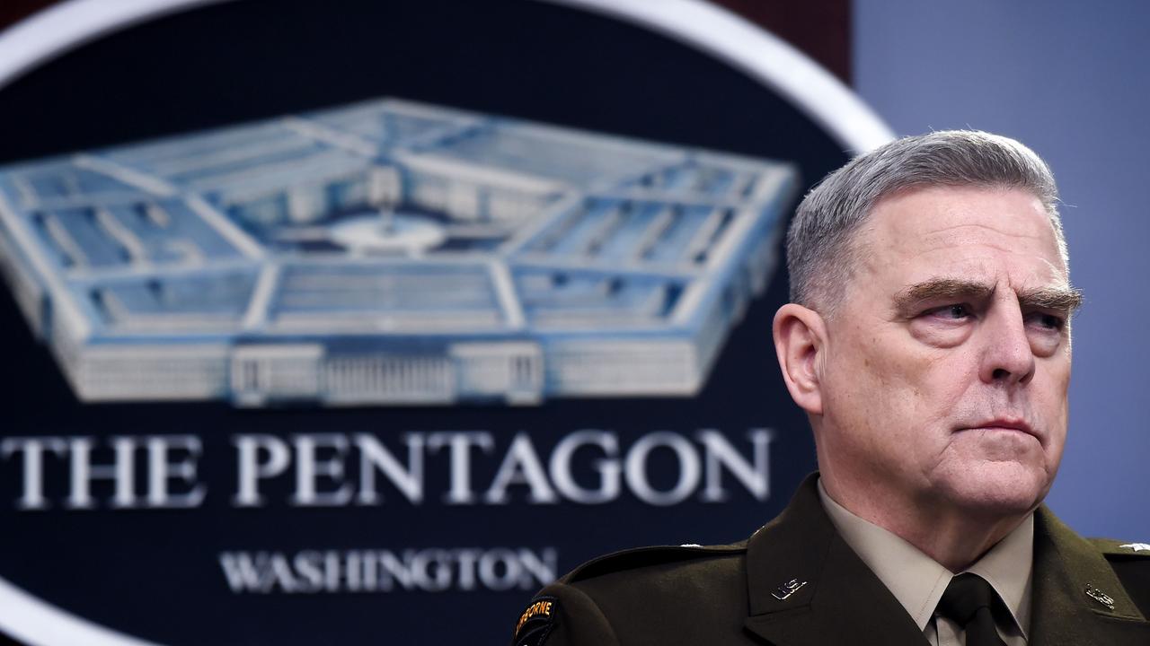 America’s top military officer has apologised for walking with US President Donald Trump through Lafayette Square last week. Picture: Olivier Douliery/AFP