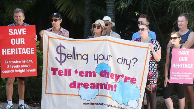 Kangaroo Point residents protesting against the project last month. Picture: Liam Kidston