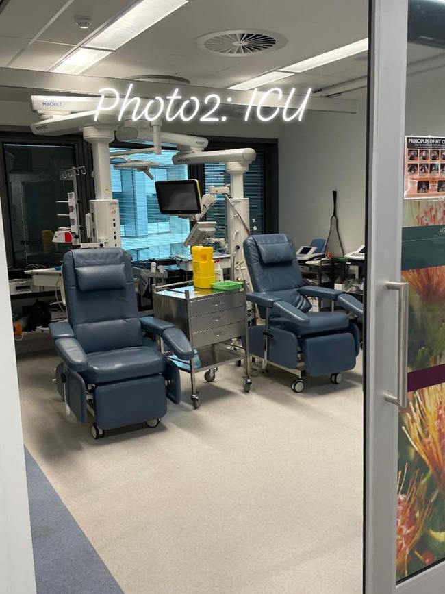 Another ICU left empty and storing recliner chairs. Picture: Craig Jurisevic.