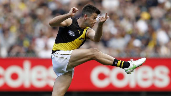 Trent Cotchin was back in action for Richmond against the Hawks. Picture: Darrian Traynor/Getty Images