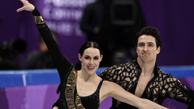 Canada's Scott Moir and Tessa Virtue compete in the figure skating team event ice dance short dance in PyeongChang.