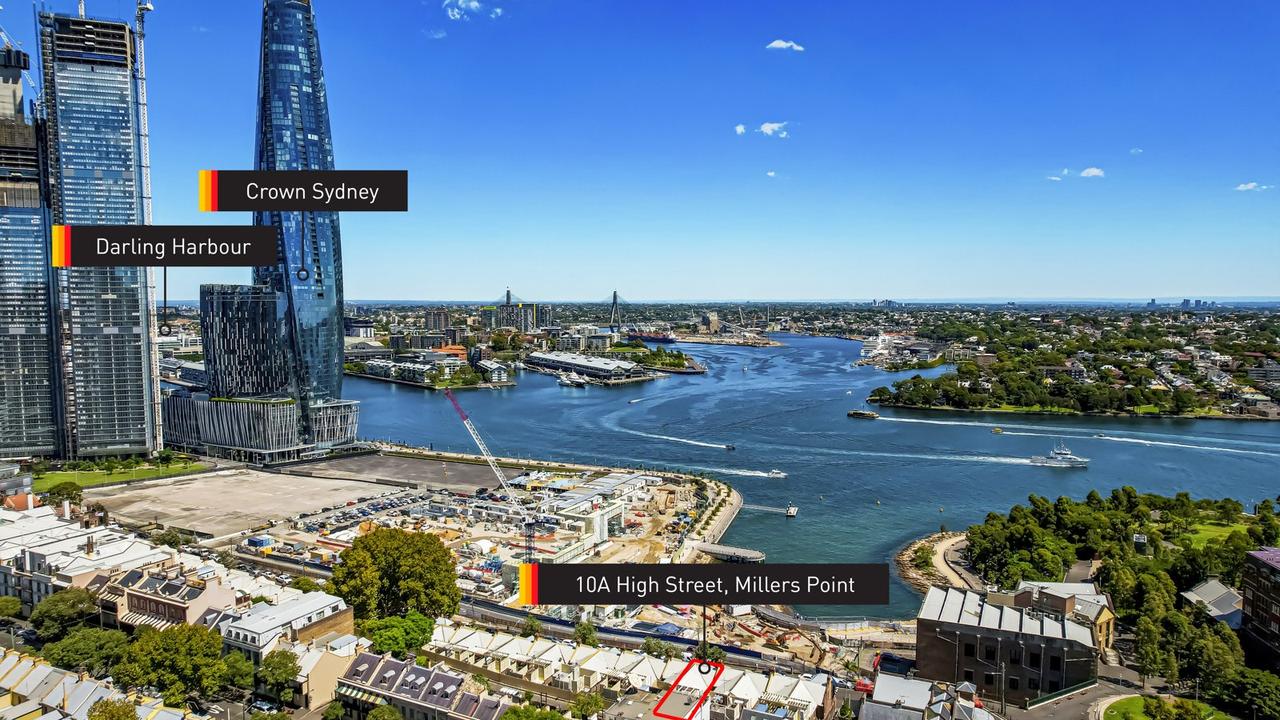 An aerial view of the property's location against the Barangaroo construction.