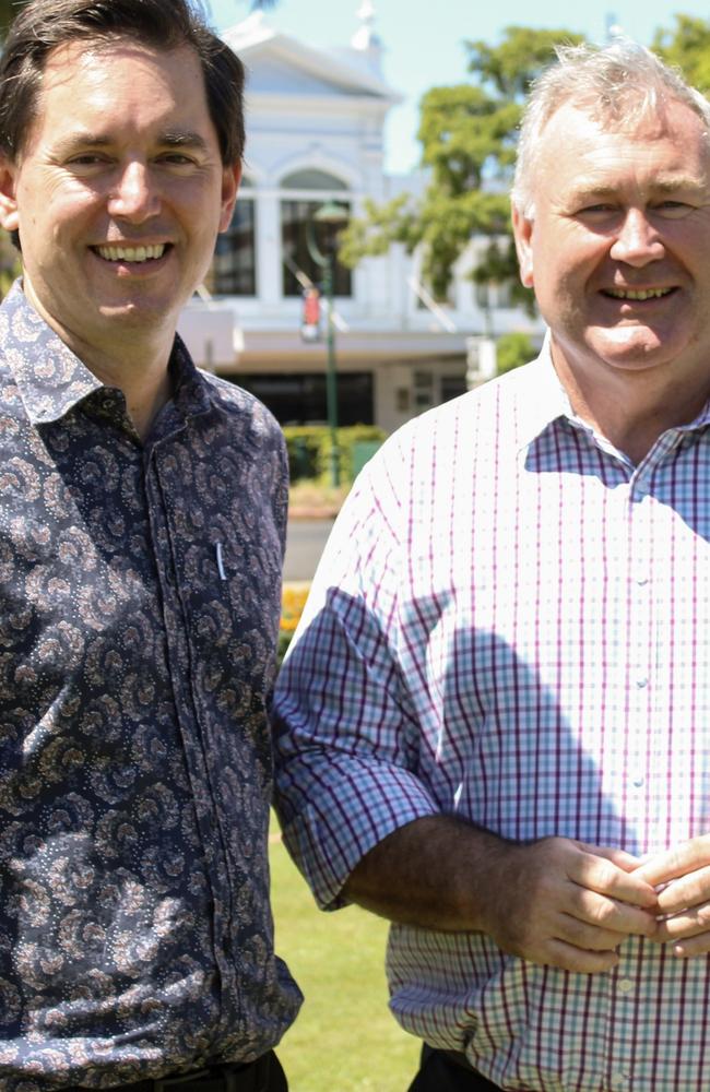 Fraser Coast Mayor George Seymour (left) and Bundaberg Mayor Jack Dempsey (right) came together to share their shared insights into meeting future challenges as a team.