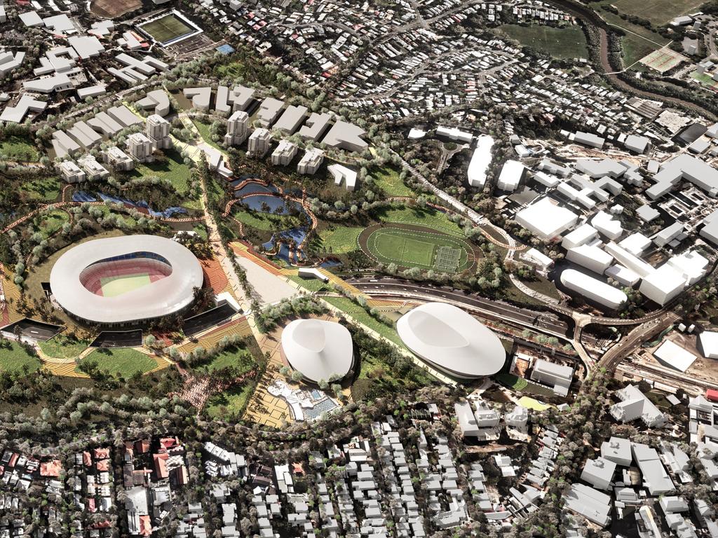 Among the proposed sites would be a 70,000-seat stadium and Brisbane indoor arena. Pictured Supplied by ARCHIPELAGO