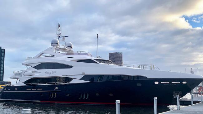 Clive Palmer's superyacht Nancy Jean spotted at the Docklands Marina on Wednesday. Picture: Supplied