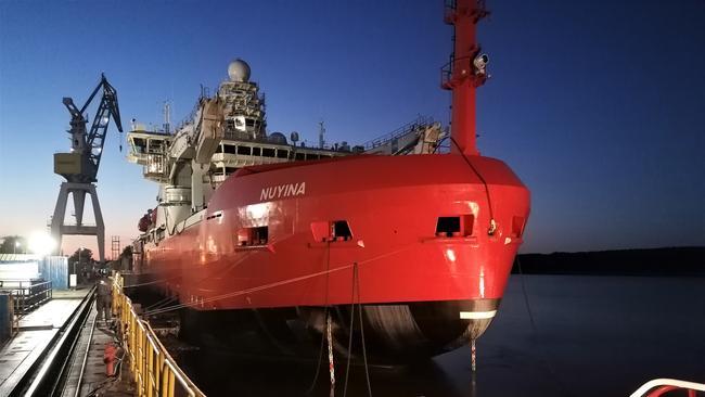 Australia’s new icebreaker RSV Nuyina is bound for final commissioning and sea trials in the Netherlands, surviving its first underwater scrape in the process., , One of the world’s most advanced scientific research vessels, the Nuyina has been built in the Romanian shipyard of Galati and is now on a month long journey, under tow to the Dutch port of Vlissingen.