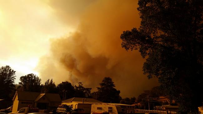 Bushfire approaches Buchan, in East Gippsland, late in December last year. Picture: Supplied