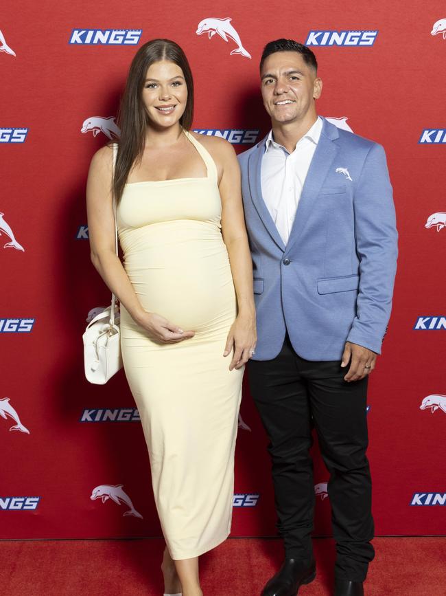 Kodi and Bree Nikorima at the Dolphins season launch. Photo: Richard Walker