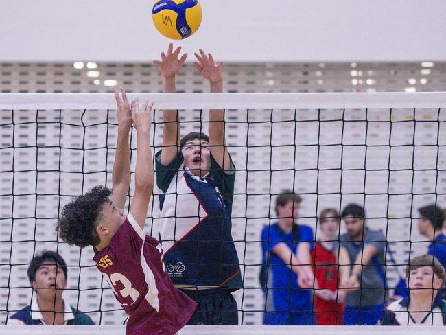 The Australian Volleyball Schools Cup is being played at the Gold Coast Sports and Leisure Centre in Carrara. Picture: Glenn Campbell