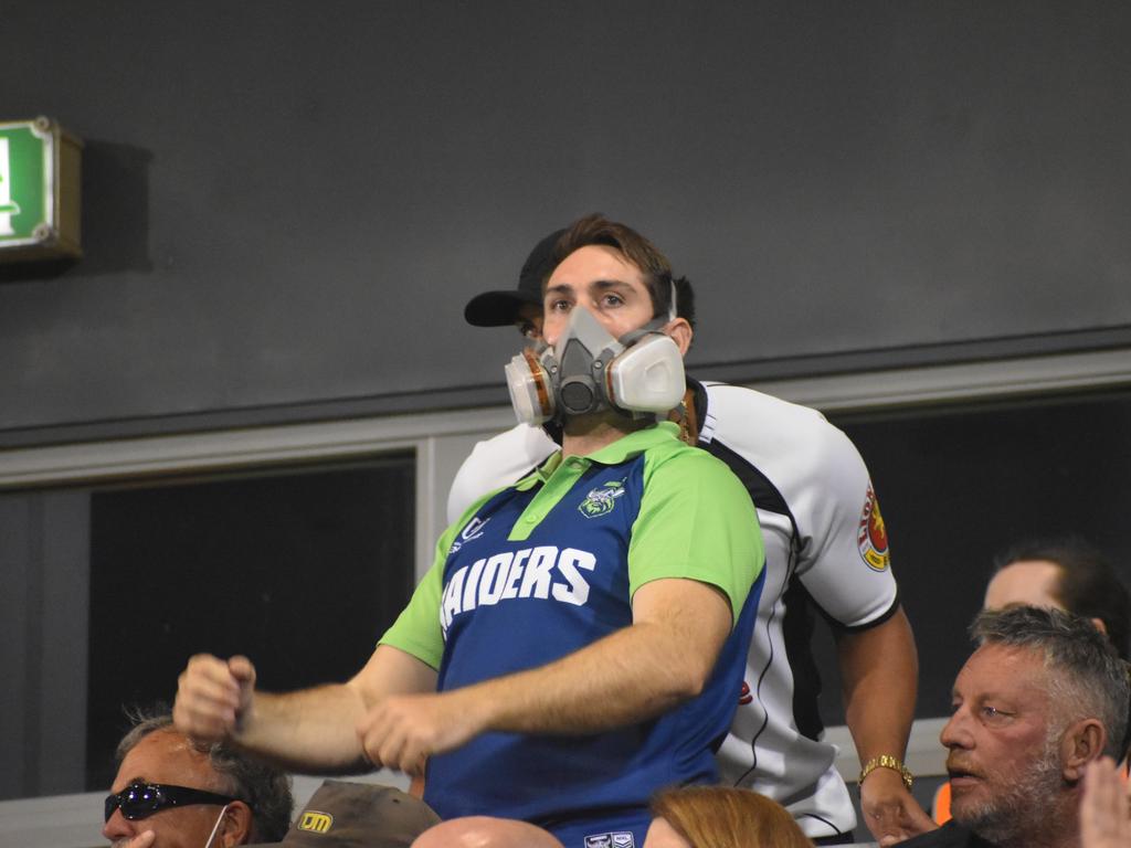 Fans in the crowd at the New Zealand Warriors v Canberra Raiders at BB Print Stadium in Mackay, August 27, 2021. Picture: Matthew Forrest