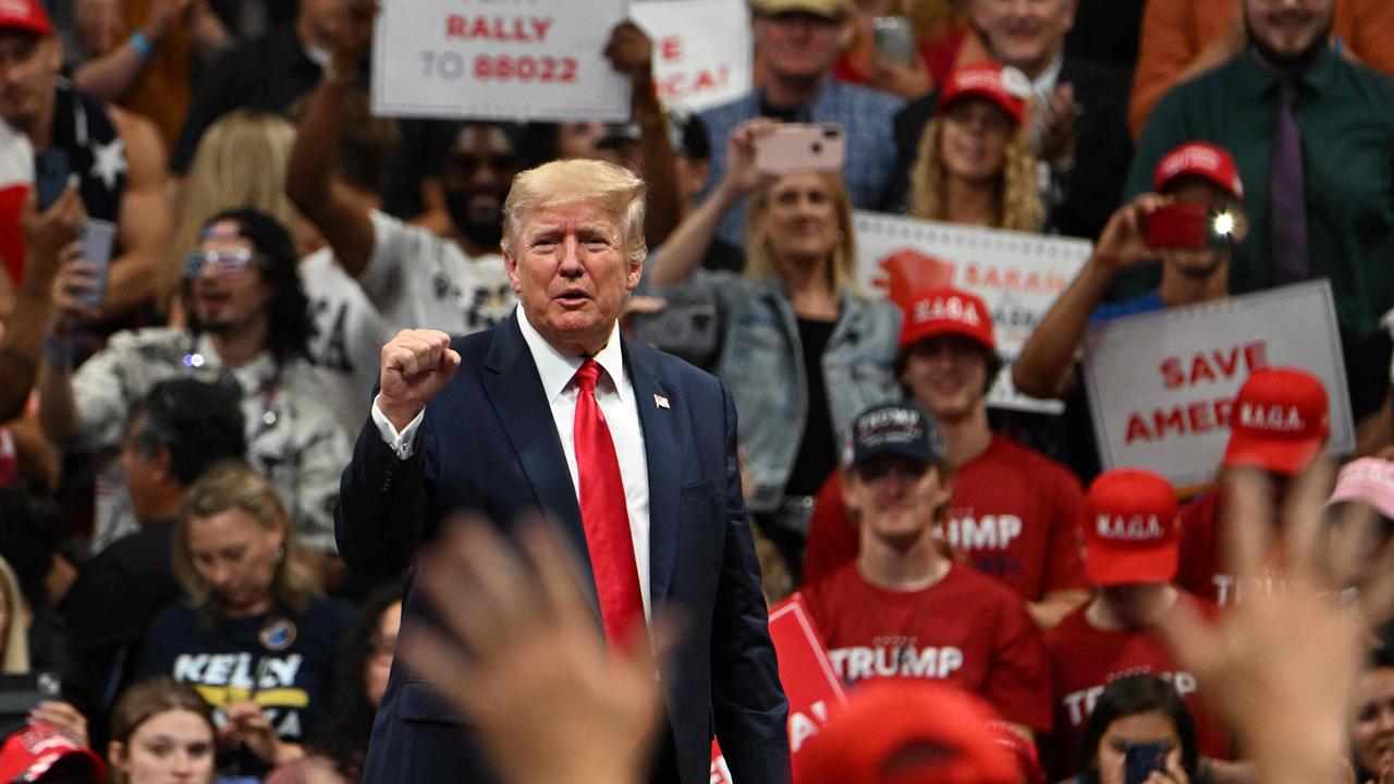 Former US President Donald Trump waves to the crowd during a "Save America" really. Picture: AFP