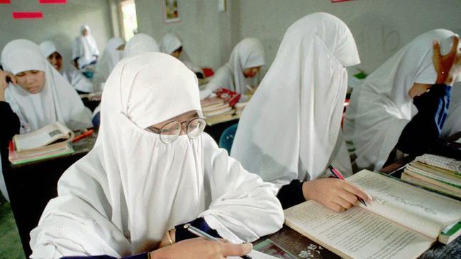 Muslim girls attend an English class at a Muslim school in Thailand. (Pic: Supplied)