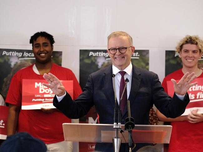 Prime Minister Anthony Albanese launched Labor’s bid for Aston on Saturday. Picture: NCA NewsWire / Luis Ascui