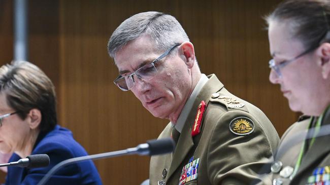 Chief of the Defence Force, General Angus Campbell, appearing before the Senate’s Foreign Affairs, Defence and Trade Legislation Committee. Picture: NewsWire / Martin Ollman