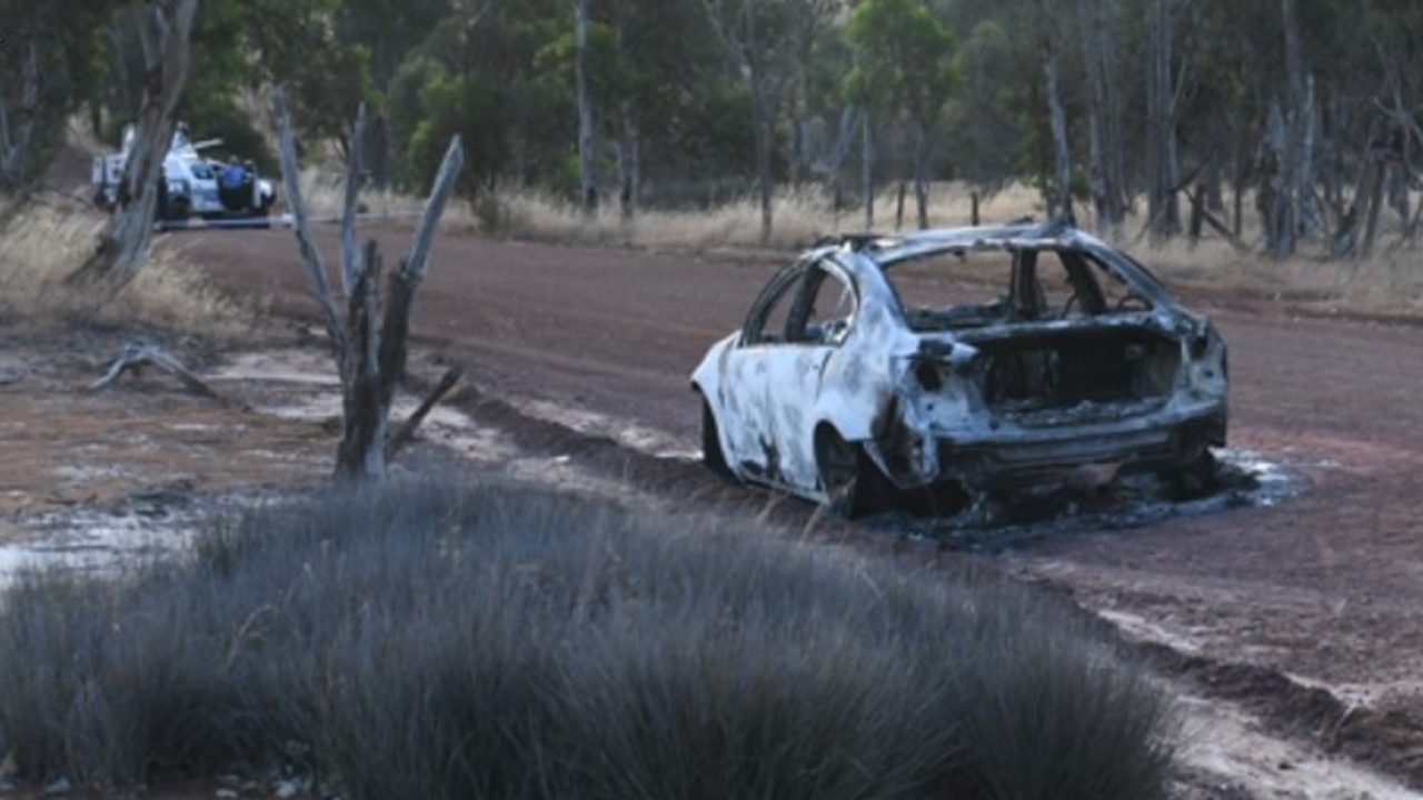 A man's body was found inside a burnt-out car at Springs, just over 100km southeast of Perth. Picture: WA Police