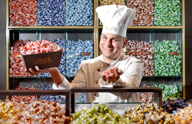 A rainbow of chocolates at Lindt’s new boutique at Macquarie Centre.