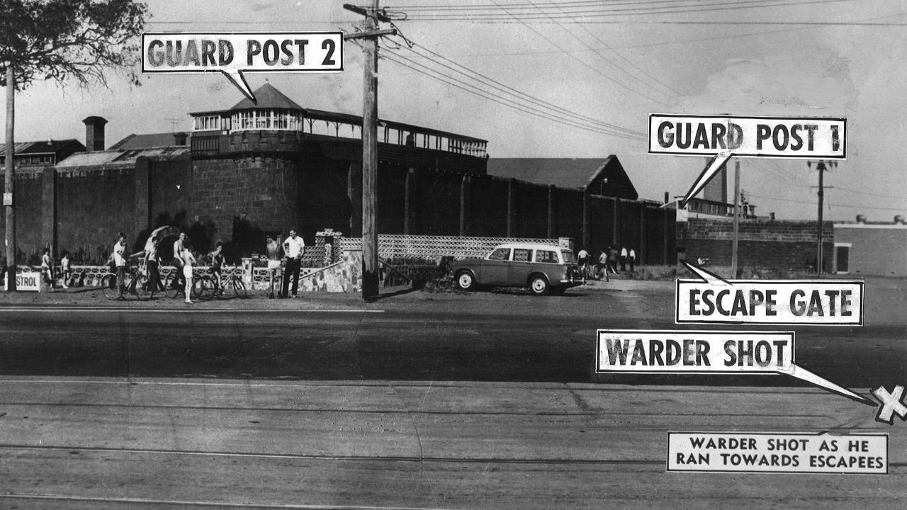 Exterior of Pentridge Prison where officer George Hodson was shot during Ryan and Walker’s escape.